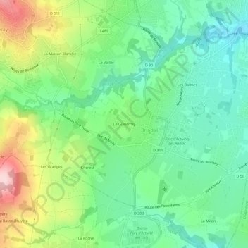 Mappa topografica Le Guillermy, altitudine, rilievo
