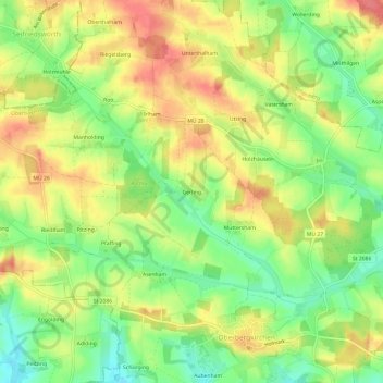 Mappa topografica Gerling, altitudine, rilievo