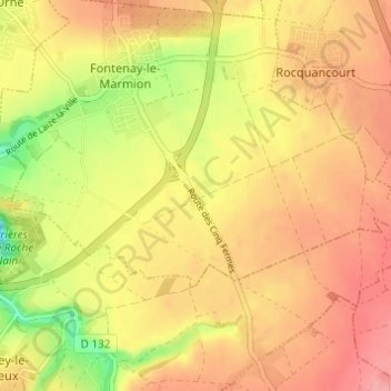 Mappa topografica Les Cinq Fermes, altitudine, rilievo