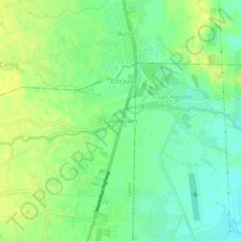 Mappa topografica Calingcuan, altitudine, rilievo