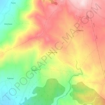Mappa topografica Vilariño Frío, altitudine, rilievo