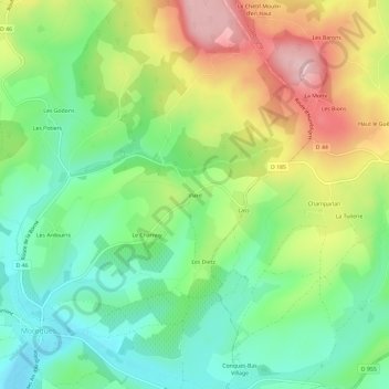 Mappa topografica Viard, altitudine, rilievo