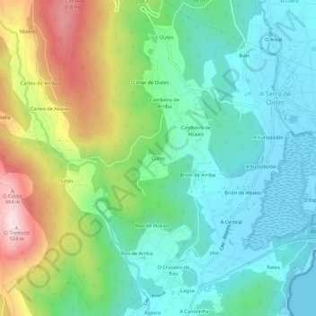 Mappa topografica Cures, altitudine, rilievo