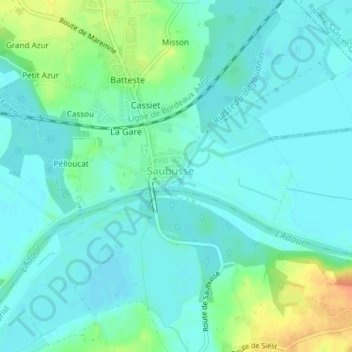 Mappa topografica Maison Bellepeyre, altitudine, rilievo