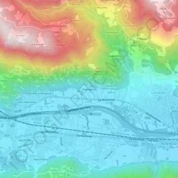 Mappa topografica Grangetta, altitudine, rilievo