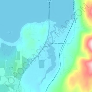 Mappa topografica Lignite, altitudine, rilievo