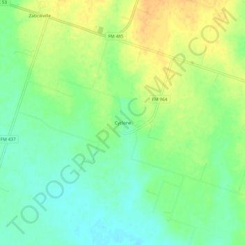 Mappa topografica Cyclone, altitudine, rilievo
