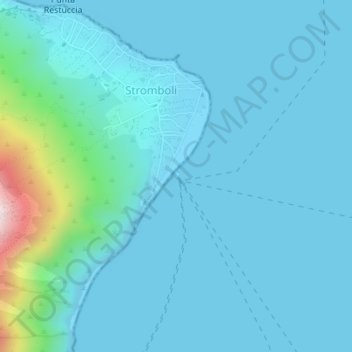 Mappa topografica Stromboli Porto, altitudine, rilievo