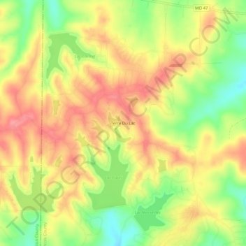 Mappa topografica Terre Du Lac, altitudine, rilievo