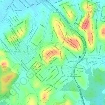Mappa topografica Morro de São Bernardo, altitudine, rilievo