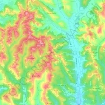 Mappa topografica Vanara, altitudine, rilievo
