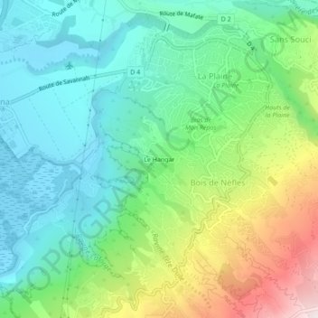 Mappa topografica Le Hangar, altitudine, rilievo