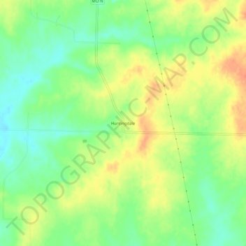 Mappa topografica Huntingdale, altitudine, rilievo