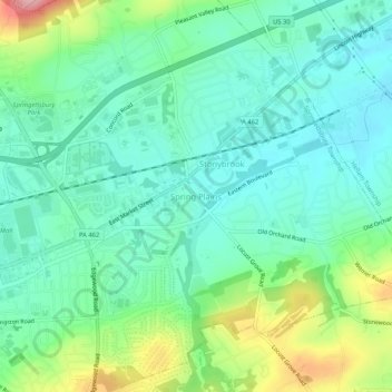 Mappa topografica Spring Plains, altitudine, rilievo