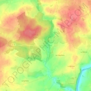 Mappa topografica Fontaine-Daniel, altitudine, rilievo