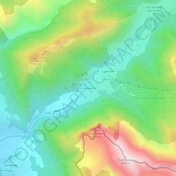 Mappa topografica Les Molières, altitudine, rilievo