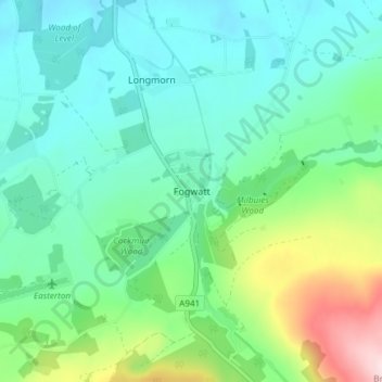 Mappa topografica Fogwatt, altitudine, rilievo