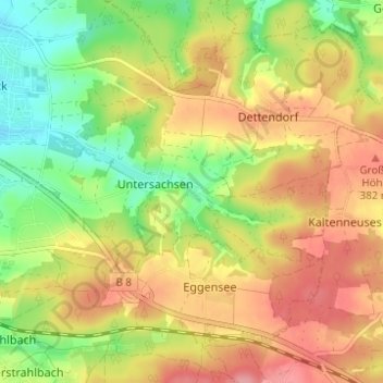 Mappa topografica Obersachsen, altitudine, rilievo