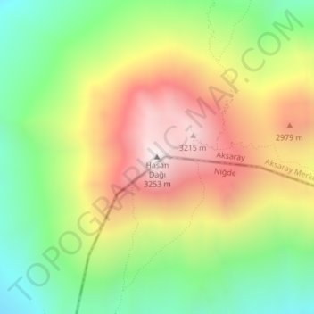 Mappa topografica Hasan Dağı, altitudine, rilievo