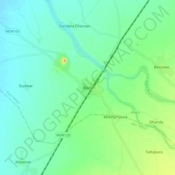 Mappa topografica Rani, altitudine, rilievo