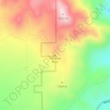 Mappa topografica Chimney Rock, altitudine, rilievo