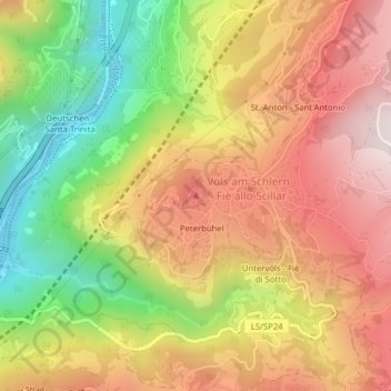 Mappa topografica Colle San Pietro, altitudine, rilievo