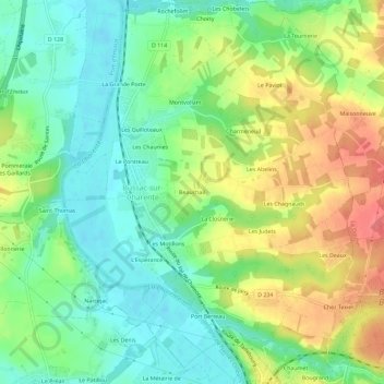 Mappa topografica Beauchail, altitudine, rilievo