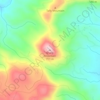 Mappa topografica Sharp Mountain, altitudine, rilievo