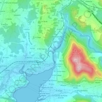 Mappa topografica Os Barracóns, altitudine, rilievo