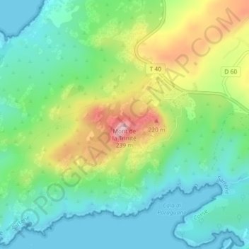 Mappa topografica Mont de la Trinité, altitudine, rilievo