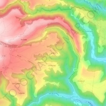 Mappa topografica Le Bos, altitudine, rilievo