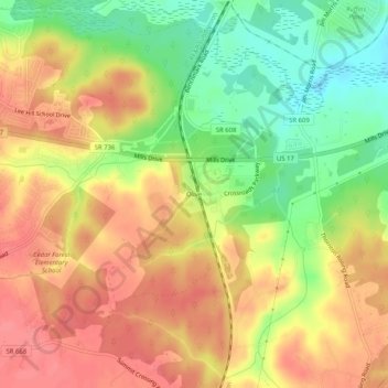 Mappa topografica Olive, altitudine, rilievo