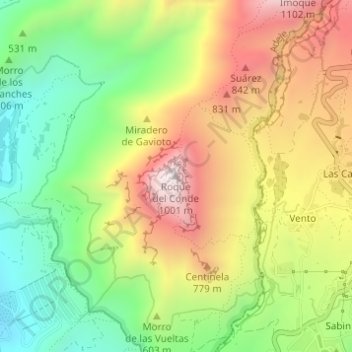 Mappa topografica Roque del Conde, altitudine, rilievo