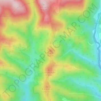 Mappa topografica Olabe, altitudine, rilievo