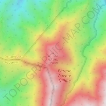 Mappa topografica Alto del Naranjo, altitudine, rilievo