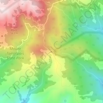 Mappa topografica Cardiac Hill, altitudine, rilievo