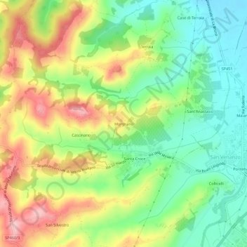 Mappa topografica Morgnano, altitudine, rilievo