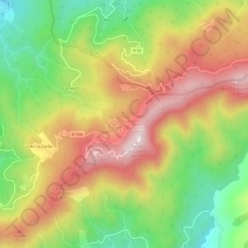 Mappa topografica Coti-Chiavari, altitudine, rilievo