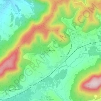Mappa topografica Le Charmois, altitudine, rilievo