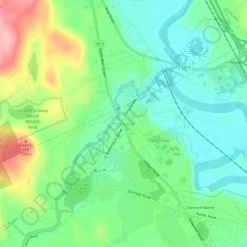 Mappa topografica Penacook, altitudine, rilievo