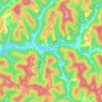 Mappa topografica New Freeport, altitudine, rilievo