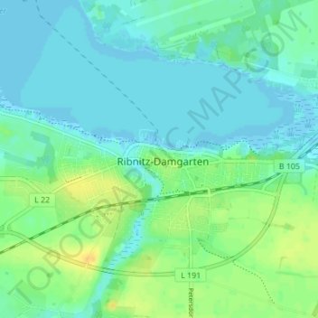 Mappa topografica Ribnitz, altitudine, rilievo