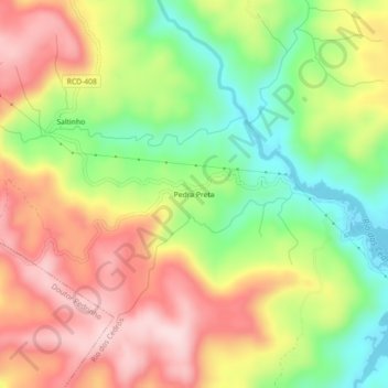 Mappa topografica Pedra Preta, altitudine, rilievo