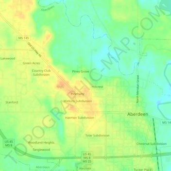 Mappa topografica Vasser, altitudine, rilievo