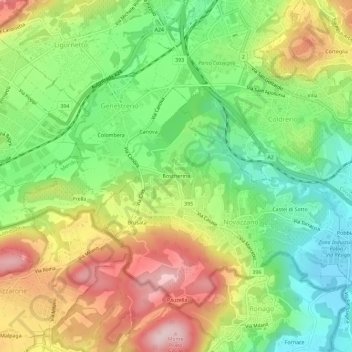 Mappa topografica Boscherina, altitudine, rilievo