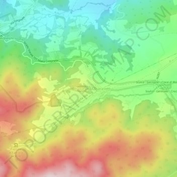 Mappa topografica Croce di Magara, altitudine, rilievo