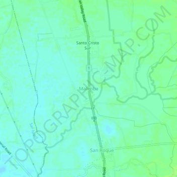 Mappa topografica Malimba, altitudine, rilievo