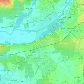 Mappa topografica Montignac, altitudine, rilievo