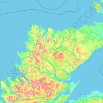 Mappa topografica Sutherland, altitudine, rilievo