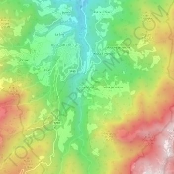 Mappa topografica Sesta Inferiore, altitudine, rilievo
